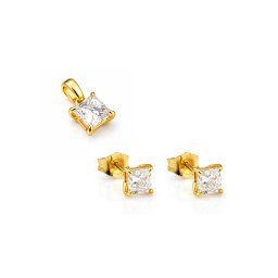 Briliantová souprava s princess lab-grown diamanty Lotte, žluté zlato 14K KU2187S