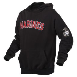 Mikina MARINES s kapucí ČERNÁ vel. 3XL