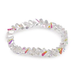 Náramek pružný z broušených korálků triangl s AB efektem, barva 1 crystal AB
