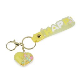 Přívěsek na batoh / klíče s tekutinou a glitry, barva 10 žlutá světlá srdce