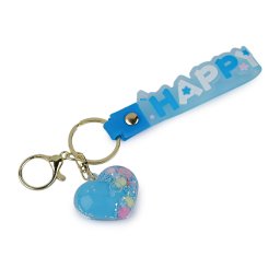 Přívěsek na batoh / klíče s tekutinou a glitry, barva 15 modrá azuro srdce