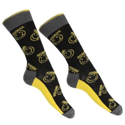 ponožky Nirvana - Yellow Happy Face Pattern - ROCK OFF - NIRVSCK11MB
