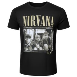 tričko pánské Nirvana - Nevermind '91 Hotel Photo - BL - Carbon - ROCK OFF - NIRVCBN97MB