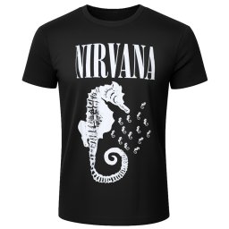 tričko pánské Nirvana - Seahorse & Logo Mono - BL - Carbon - ROCK OFF - NIRVCBN89MB