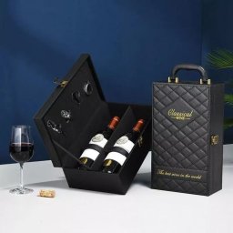 Dárkový box na víno - luxusní eco kožený obal na 2 lahve + příslušenství