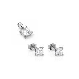 Briliantová souprava s princess lab-grown diamanty Lotte, bílé zlato 14K KU2187AS