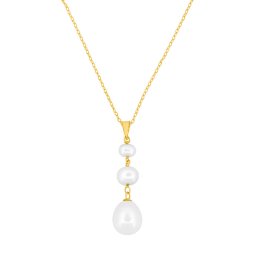 Silvego Zlatý náhrdelník Mirelle ze žlutého zlata s bílou přírodní sladkovodní perlou - 1 mm - FNN11064NGYFWP