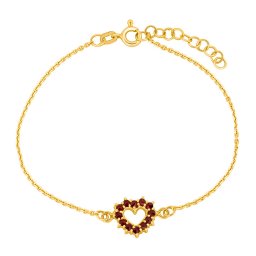 Silvego Zlatý náramek srdce Miriel ze žlutého zlata s přírodními granáty - FNN11052BGYGA
