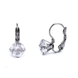 Náušnice z nerezové oceli s broušeným kamínkem, barva 1 (Ø8 mm) stříbrná crystal