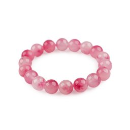 Náramek z minerálních, syntetických a skleněných korálků, barva 1 růžová syntetický