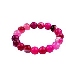 Náramek z minerálních, syntetických a skleněných korálků, barva 2 fuchsiová minerál