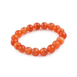 Náramek z minerálních, syntetických a skleněných korálků, barva 3 oranžová okrová sklo