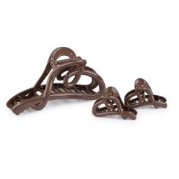 Skřipec do vlasů srdce sada 2+1 ks, barva 4 hnědá střední