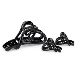 Skřipec do vlasů srdce sada 2+1 ks, barva 5 černá