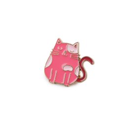 Brož / odznak zvířátka, barva 1 pink kočka