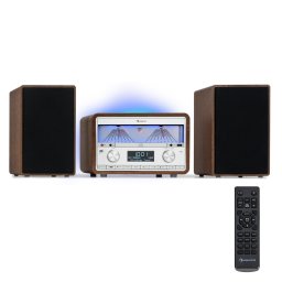 Auna Elton, stereo systém, CD, BT, MP3, DAB+, FM rádio, VU metr, podsvícení
