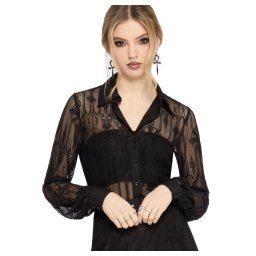 košile dámská KILLSTAR - Ash Chapel - Black - KSRA014367