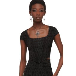 korzet dámský (top) KILLSTAR x KIHILIST - Thelma - Black Tartan - KSRA014199