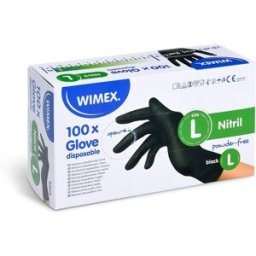 Wimex nitrilové rukavice, nepudrované, černé `L` - 100 ks