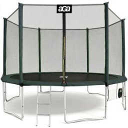 Aga SPORT PRO Trampolína 430 cm tmavě zelená + ochranná síť + žebřík + kapsa na obuv