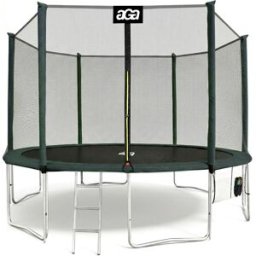 Aga SPORT PRO Trampolína 400 cm tmavě zelená + ochranná síť + žebřík + kapsa na obuv