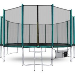 Aga SPORT PRO Trampolína 500 cm tmavě zelená + ochranná síť + žebřík + kapsa na obuv