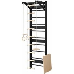 BusyKids 6v1 dětské žebřiny s hrazdou, lanem, kruhy a houpačkou černé