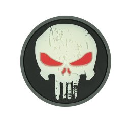 101INC nášivka 3D plastová PUNISHER RED EYES velcro GLOW IN THE DARK