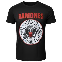 tričko pánské Ramones - Hey Ho Red Block Text - BL - Carbon - ROCK OFF - RACBN78MB