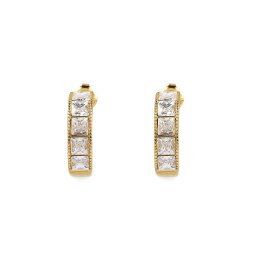 Náušnice z nerezové oceli s broušenými kamínky kruhy, barva 2 crystal zlatá