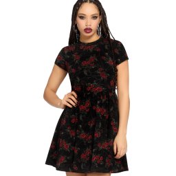 šaty dámské KILLSTAR - Poisoned Rose - Black/Red - KSRA014626