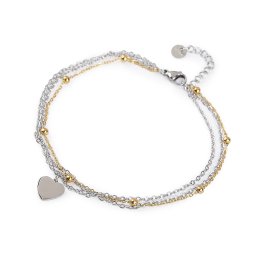 Náramek na kotník z nerezové oceli, barva 10 platina srdce