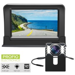 Couvací kamera do auta SET s 4,3 "monitorem + zadní kamera s 6 LED (IP68)