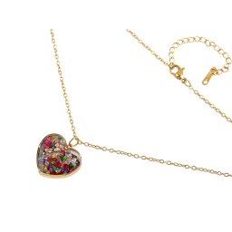 Náhrdelník z nerezové oceli srdce, barva 2 zlatá broušené kamínky