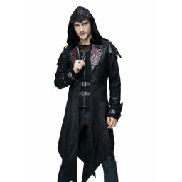 kabát pánský DEVIL FASHION - Vlad Hooded Punk Synthetic Leather - CT06901
