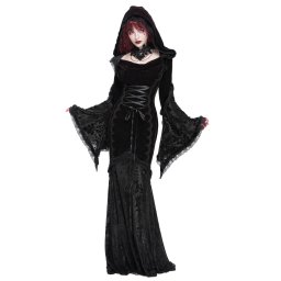 šaty dámské DEVIL FASHION - Gothic Fishtail - Dark Red - SKT24002