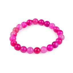 Náramek z minerálních, syntetických a skleněných korálků, barva 3 pink minerál