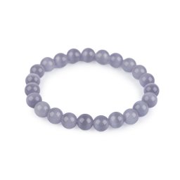 Náramek z minerálních, syntetických a skleněných korálků, barva 14 modrošedá sv. sklo