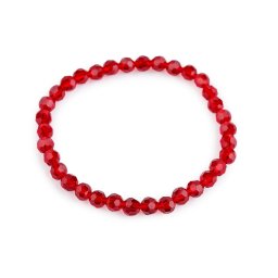 Náramek pružný z broušených korálků, barva 2 červená