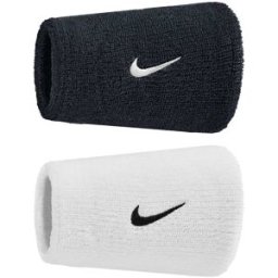 Nike Swoosh Doublewide potítka na zápěstí černé/bílé