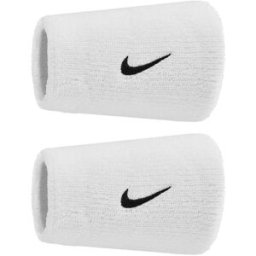 Nike Swoosh Doublewide potítka na zápěstí bílé/černé