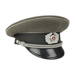 Brigadýrka NVA důstojnická original ŠEDÁ / bílý lem vel. 57