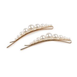 Sponky do vlasů / pinetky s perlami, barva 2 bílá zlatá