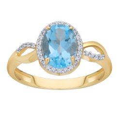 SILVEGO Zlatý prsten Peyton ze žlutého zlata s přírodním modrým topazem a Brilliance Zirconia - obvod 54 mm