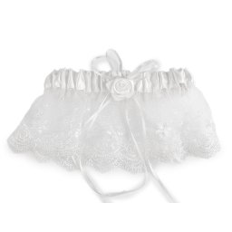 Svatební podvazek krajkový, barva 1 Off White