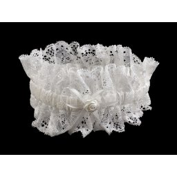 Svatební podvazek krajkový, barva Off White