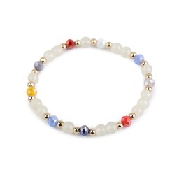 Náramek pružný ze skleněných korálků, barva 2 krémová nejsvět.