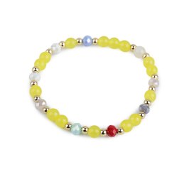 Náramek pružný ze skleněných korálků, barva 3 žlutá