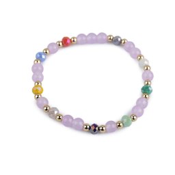 Náramek pružný ze skleněných korálků, barva 4 růžová nejsv.