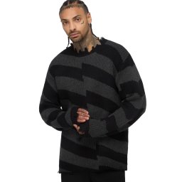 svetr unisex KILLSTAR - ShadowJacquard mark - Black/Dark Grey - KSRA014488
